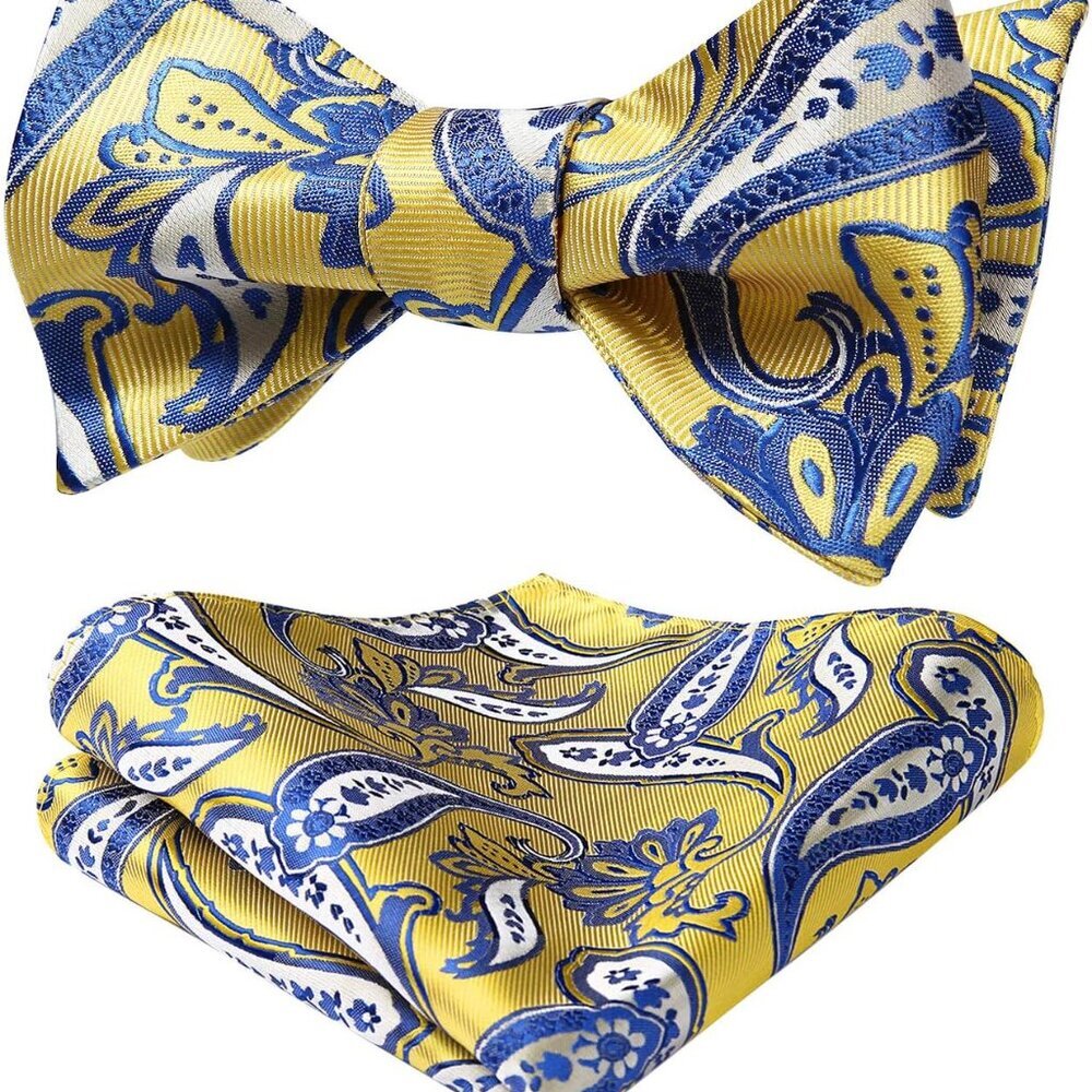 Bow Ties for Men Paisley Bowties Mens Self Tie Bow Tie and Pocket Square Set For